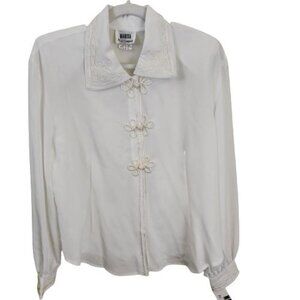 Marisa By N Campbell New White Vintage Scroll Detail Blouse Size 12
